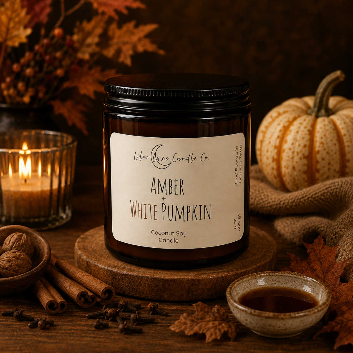 Amber + White Pumpkin Candle